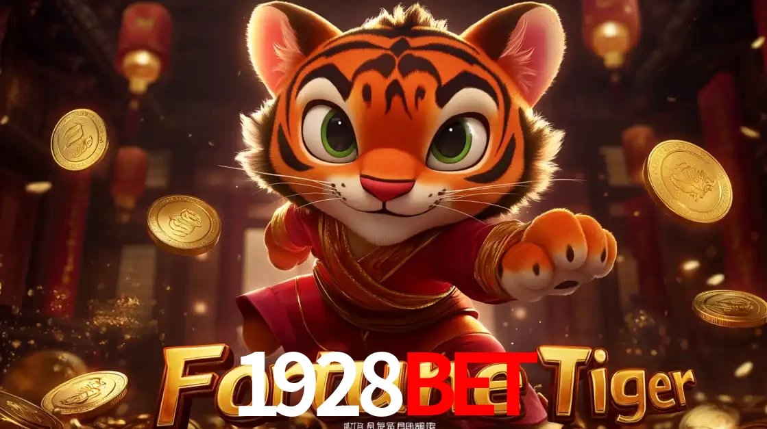 O carismático mascote do jogo de slot Fortune Tiger, um tigre fofo em pose de artes marciais, pronto para trazer sorte e multiplicadores de ganhos no cassino online 1928BET.